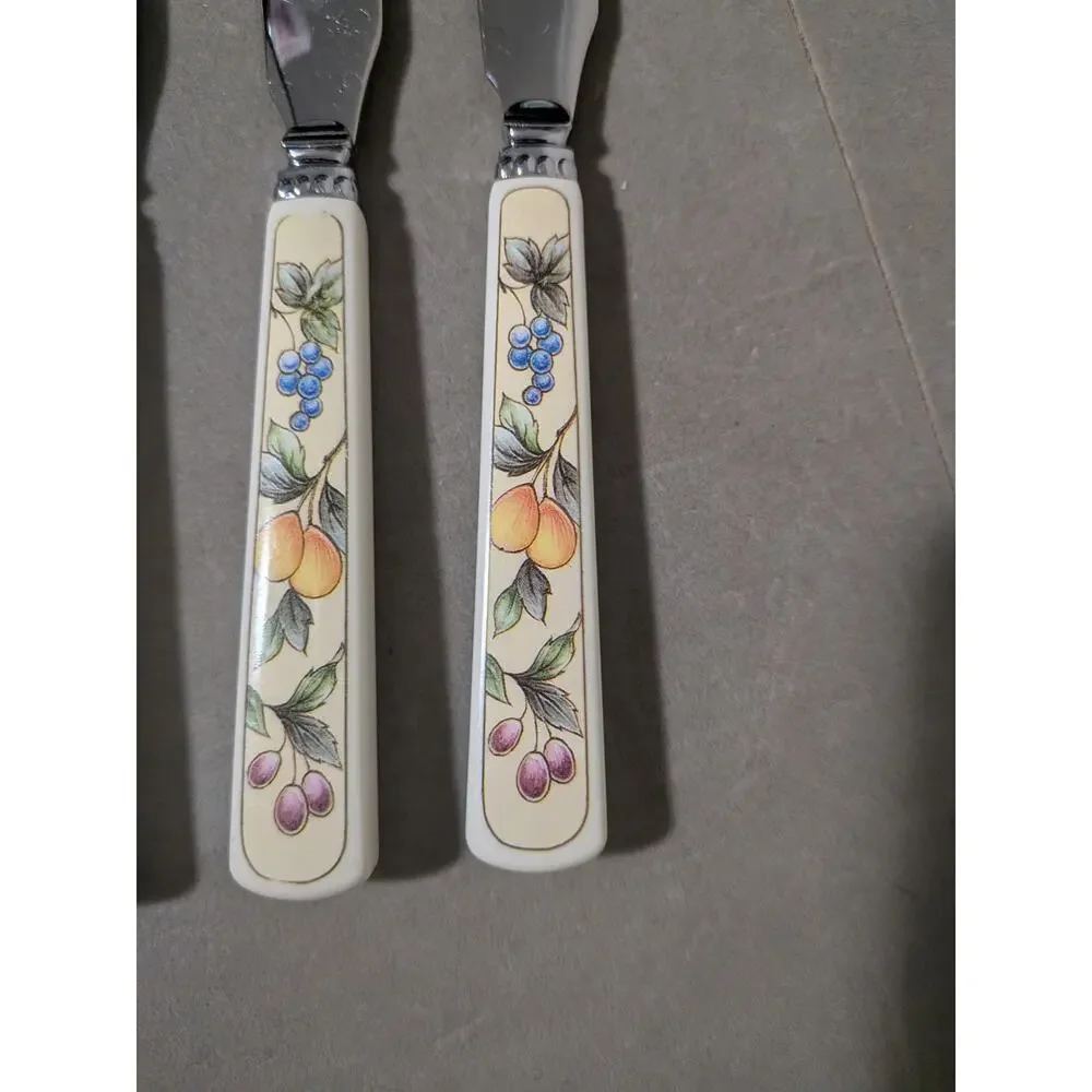Vintage Mikasa Fruit Harvest Flatware Dinner Knives Set of 4 Stainless Steel